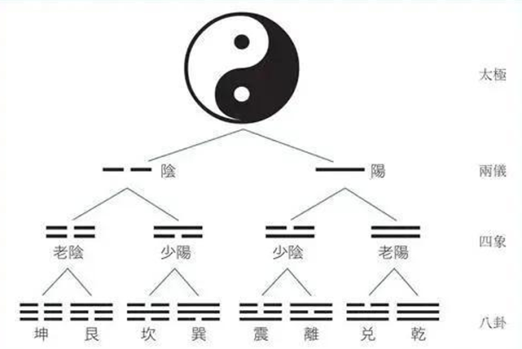 太极分阴阳四象八卦图